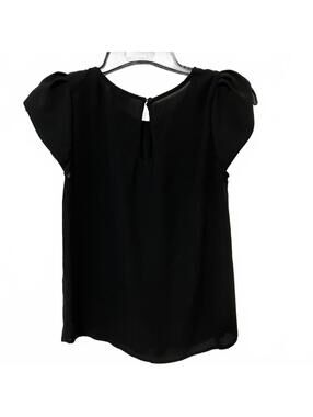 Papermoon Stitch Fix Black Puff Sleeve Preppy Chic Business Career Blouse Small